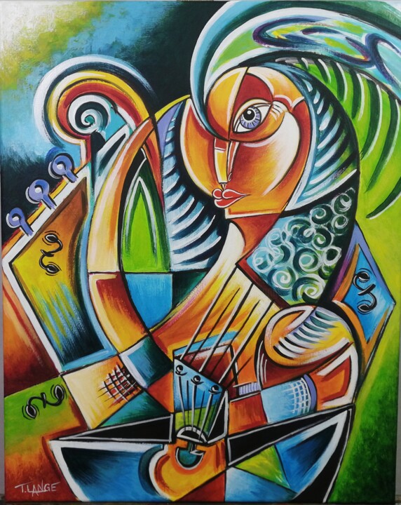 Musical Woman #M330 絵画, 19.7x15.8 in
