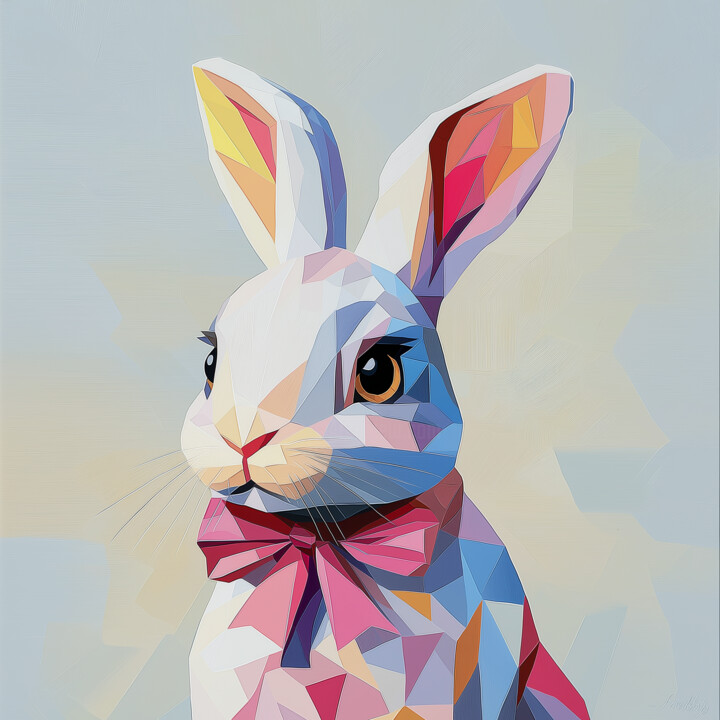 Minimalist Rabbit Illustration: Geometric Wall Art 数字艺术
