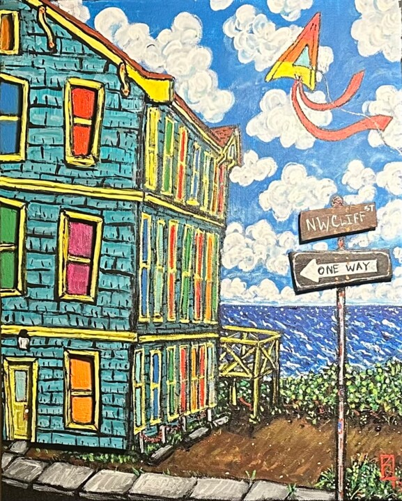 Painting titled "NW Cliff ST. #4" by Erik Schlobohm, Original Artwork, Acrylic