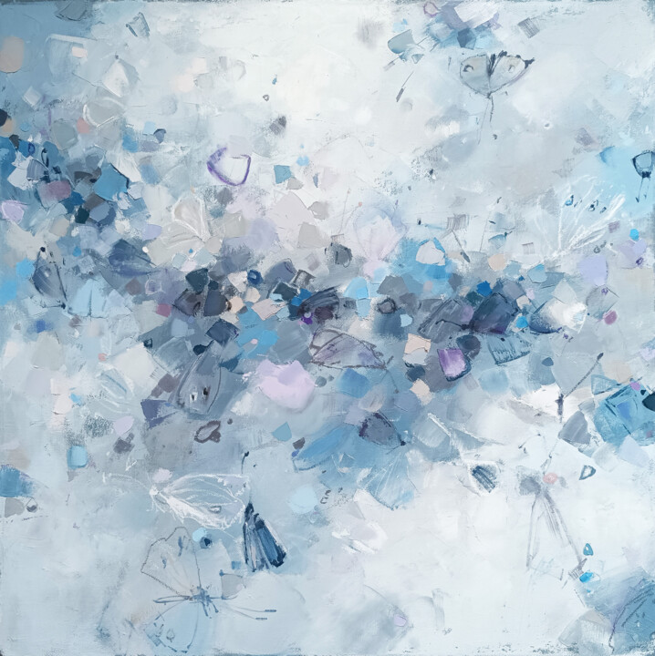 Oil painting on canvas " Moths" 50*50 绘画, 19.7x19.7 in