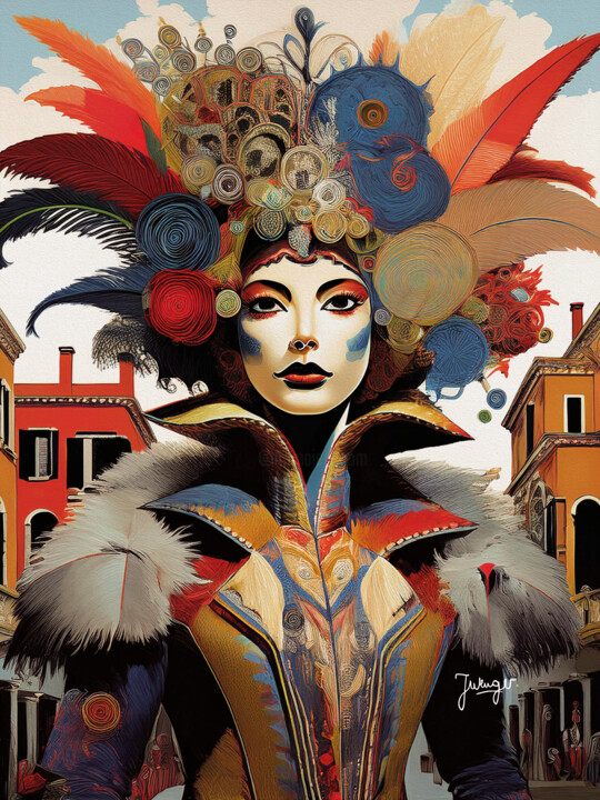 Invitation féminine au Carnaval de Venise 数字艺术