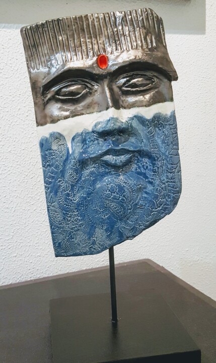 masque bleu 雕塑, 9.8x7.9 in