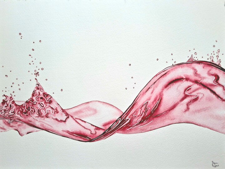 绘画 标题为“Elixir- Crimson Flow” 由Andrea Bajusz-Ruppert, 原创艺术品, 水彩