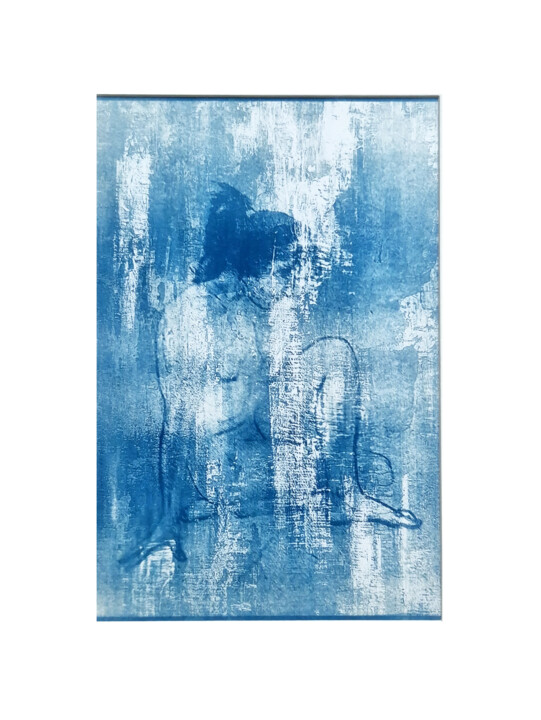 Arts numériques intitulée "Nu assis ( Tirage l…" par Marc Dubois, Œuvre d'art originale, Photographie manipulée Monté sur Ca…