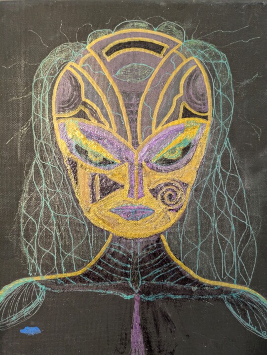 Painting titled "Gineeren Cybernetic…" by C.R. Kunferman, Original Artwork, Acrylic Mounted on Wood Stretcher frame