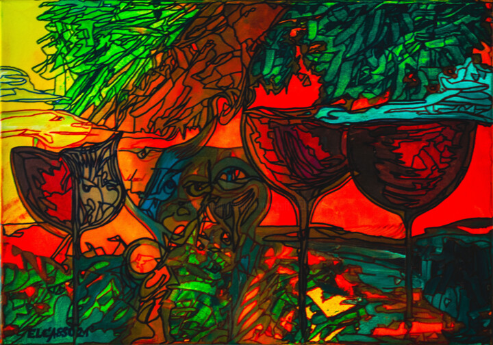 Weingläser 绘画, 19.7x27.6 in
