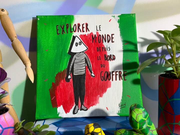 Explorer le monde depuis le bord du gouffre 绘画, 7.9x7.9 in