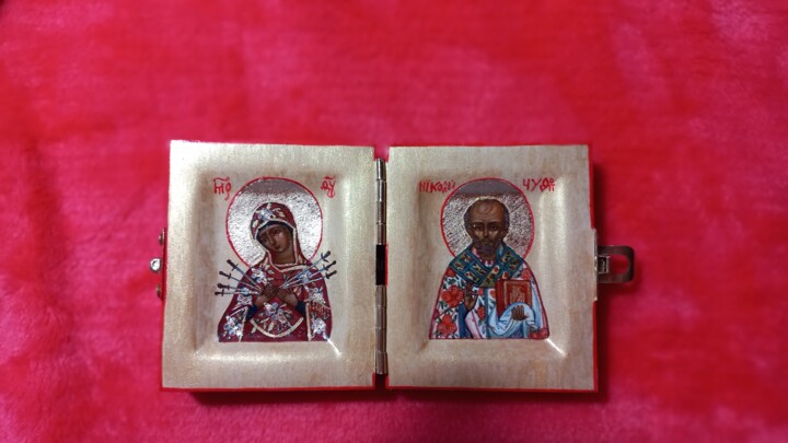 Картина под названием "Икона Николай Чудот…" - Светлана Фатьянова, Подлинное произведение искусства, Темпера