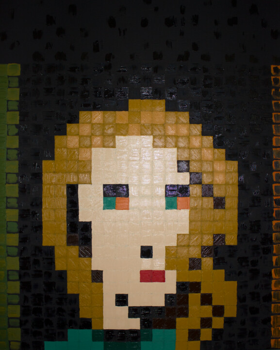 Girl in green with green eyes, emerald necklace, AndrBel 绘画, 39.4x31.5 in