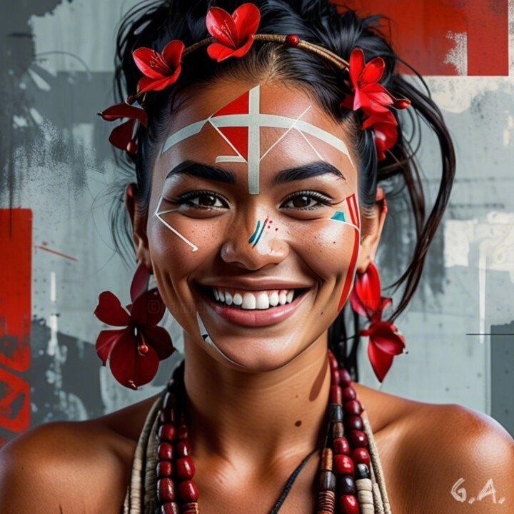 Polynesian Radiance | Portrait of Island Beauty" 数字艺术