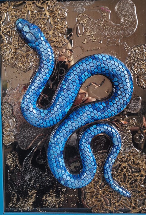 "Blue Keffiyeh" Sculptuur, 11,8x8,3 in