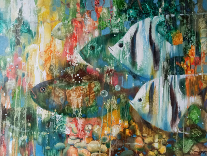 Fishes 绘画, 23.6x31.5 in