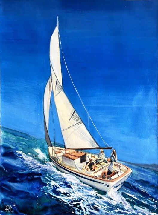"White Sail" 绘画, 15.8x11.8 in