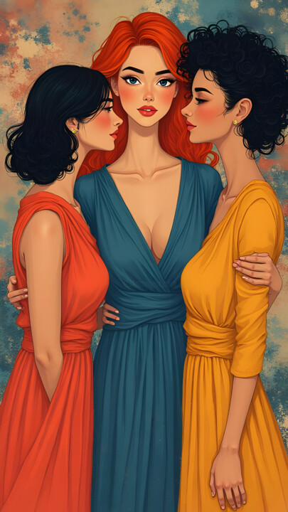Цифровое искусство под названием "ANOTHER 3 WOMEN" - Ocy-Say, Подлинное произведение искусства, Цифровая живопись