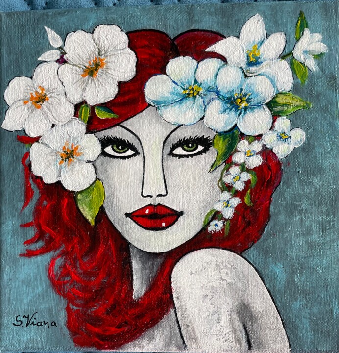 Peinture intitulée "Anaïs" par Salette Viana, Œuvre d'art originale, Acrylique Monté sur Châssis en bois