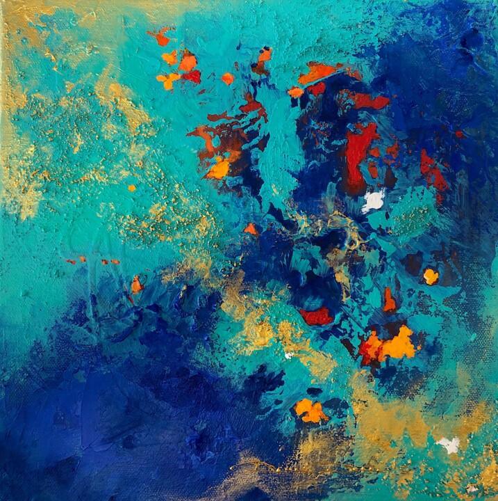 Peinture intitulée "Turquoise vibes" par Dam Domido, Œuvre d'art originale, Acrylique Monté sur Châssis en bois