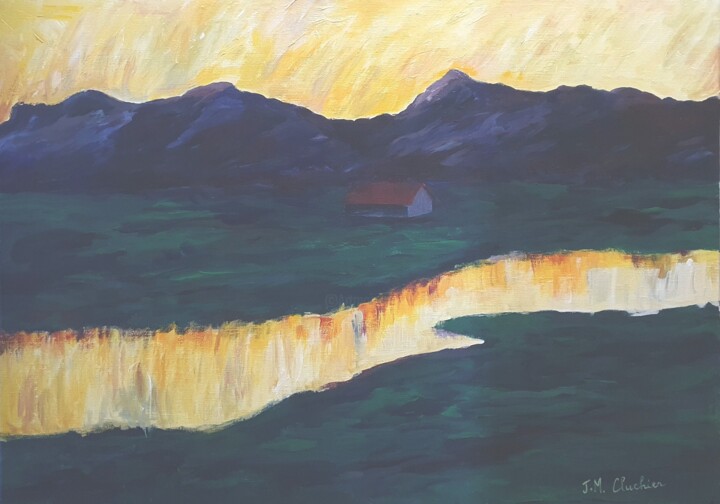 Solitude nocturne 绘画, 25.6x36.2 in