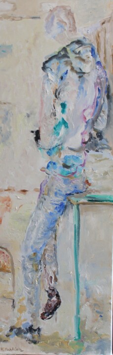 Painting titled "Dans la salle" by Karen Finkelstein, Original Artwork, Oil