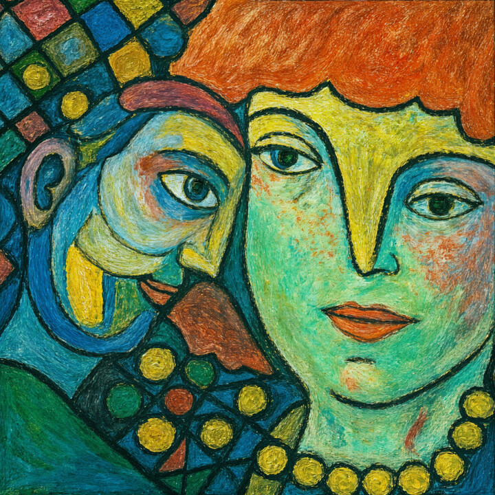 Le couple 数字艺术, 15.8x15.8 in