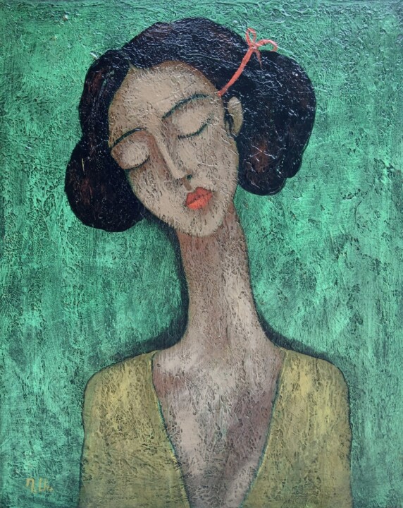 绘画 标题为“Serene Introspection” 由Davit Arstamyan, 原创艺术品, 丙烯 安装在木质担架架上