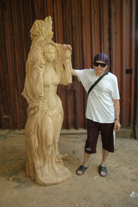 Sculpture intitulée "Лесная пісня." par Vladyslav Kolomoiets, Œuvre d'art originale, Bois