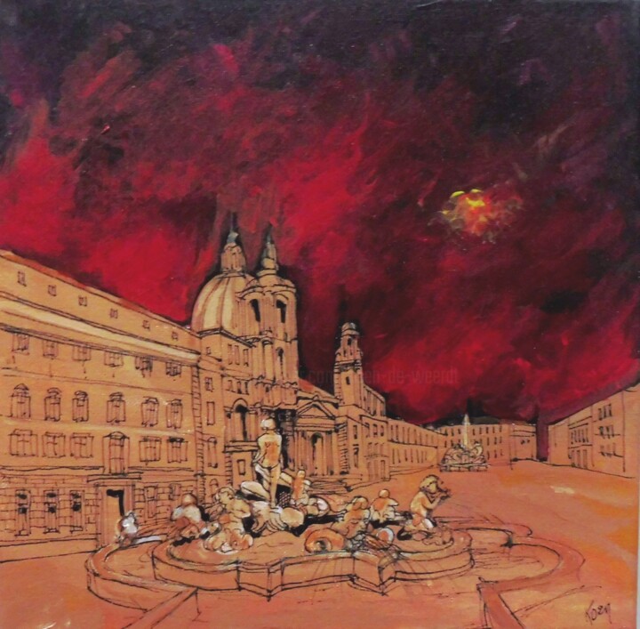 Red City 9 绘画, 11.8x11.8 in