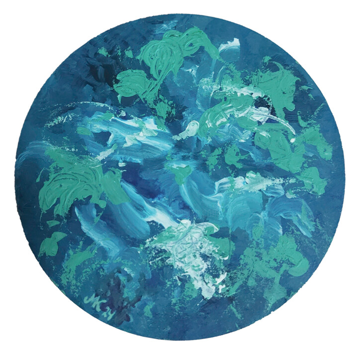 Painting titled "Blue abstract 1124" by Mervi Korhonen, Original Artwork, Acrylic
