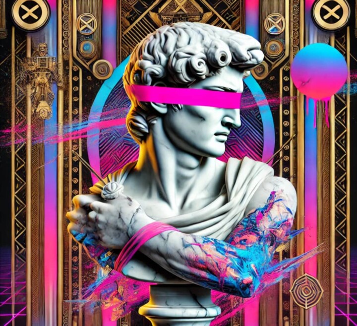 David Cyber-Baroque Schilderij, 47,2x47,2 in