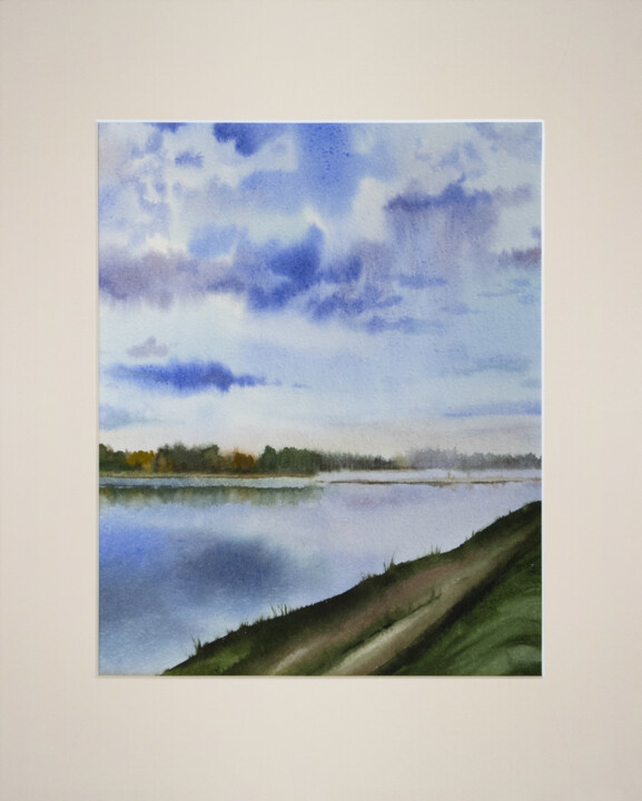 Still shore | Rivage calme 绘画, 15.8x11.8 in