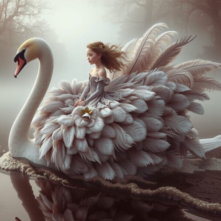 Le cygne est un moyen de locomotion écologique 数字艺术