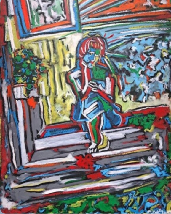 Woman in the bathroom Tekening, 25,6x19,7 in