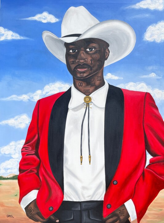 The Black Cowboy Painting, 51x38 in