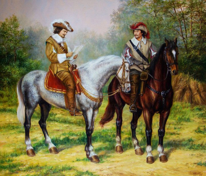 Letter from the Queen" - Based on A. Dumas's "The Three Musk 绘画, 35.6x41.3 in