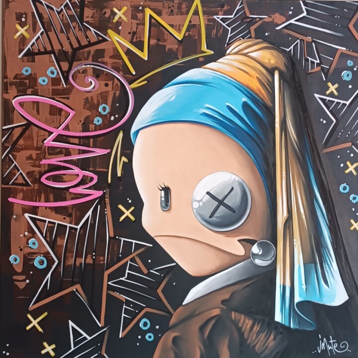 "le Jmute à la perle" 绘画, 39.4x39.4 in
