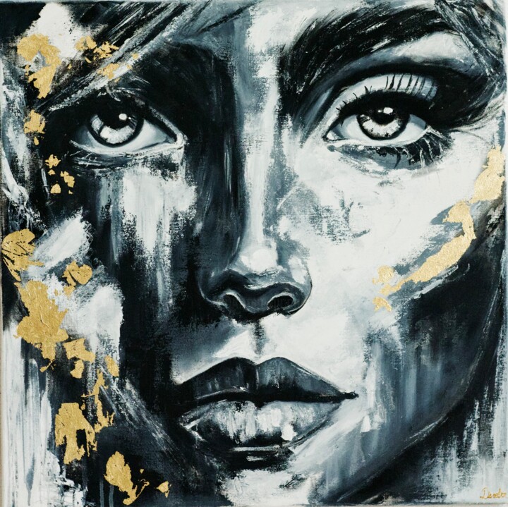 Golden Silence 绘画, 23.6x23.6 in
