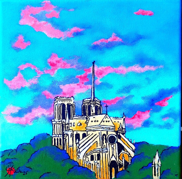 Notre Dame de Paris II 绘画, 7.9x7.9 in