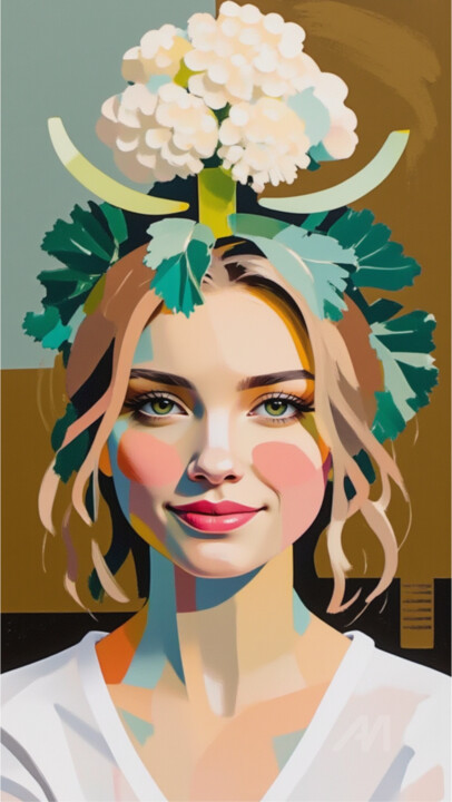 73-Retrato de mujer 数字艺术, 28x15.8 in
