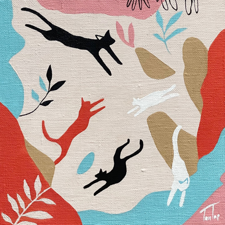 Cat harmony 绘画, 7.9x7.9 in