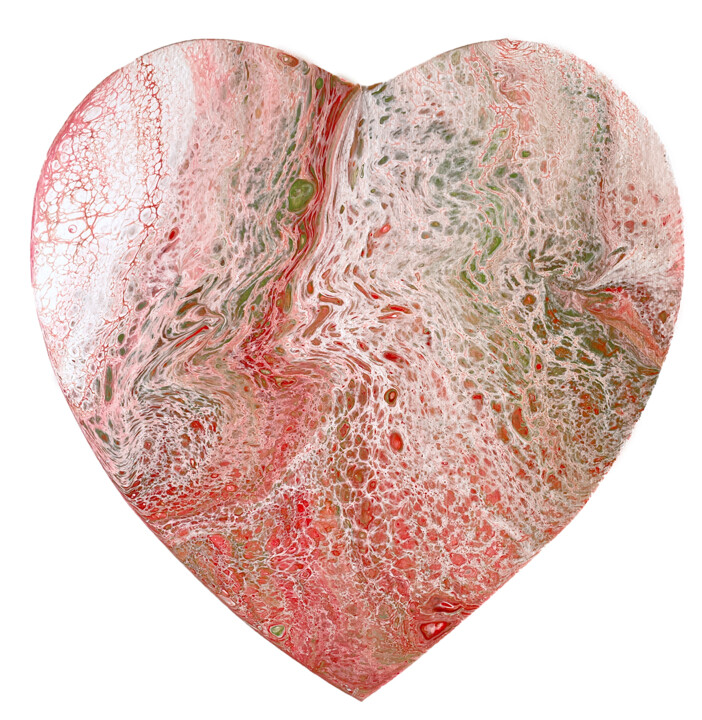 COEUR VIEUX ROSE (Acrylique Pouring) 绘画, 11.8x11.4 in