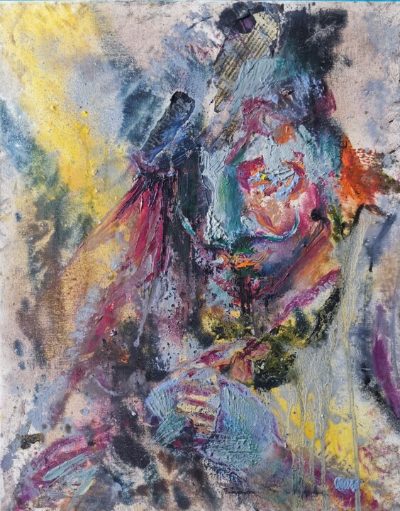 Painting titled "John Galliano. Desi…" by Allen Light, Original Artwork, Oil Mounted on Wood Stretcher frame