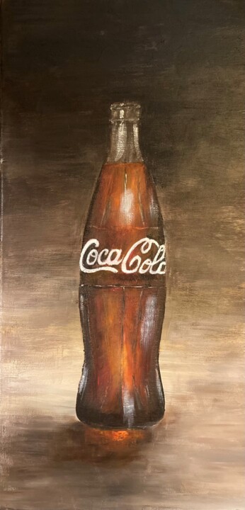 Painting titled "Bouteille de Coca C…" by Petrusnp (Pierre Trarieux), Original Artwork, Acrylic Mounted on Wood Stretcher fr…