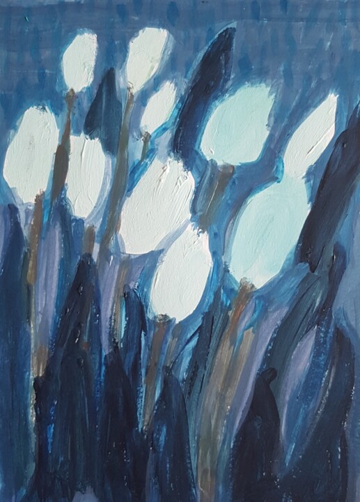 Painting titled "les tulipes blanches" by Mchartrie, Original Artwork, Acrylic