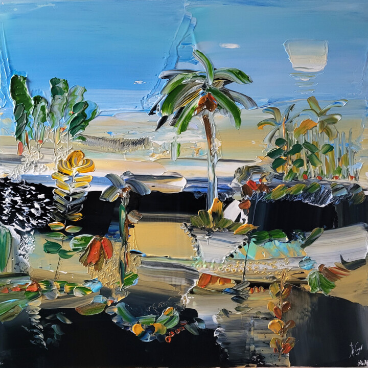 Peinture intitulée "La scénographie de…" par Muriel Cayet, Œuvre d'art originale, Acrylique Monté sur Châssis en bois
