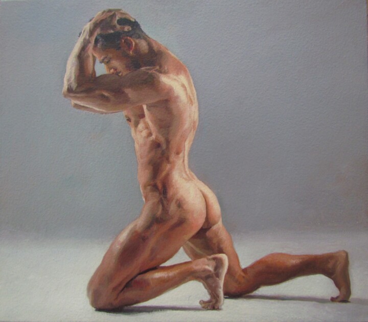 Schilderij getiteld "Equilibrium" door Viktoria Pidvarchan, Origineel Kunstwerk, Olie Gemonteerd op Karton