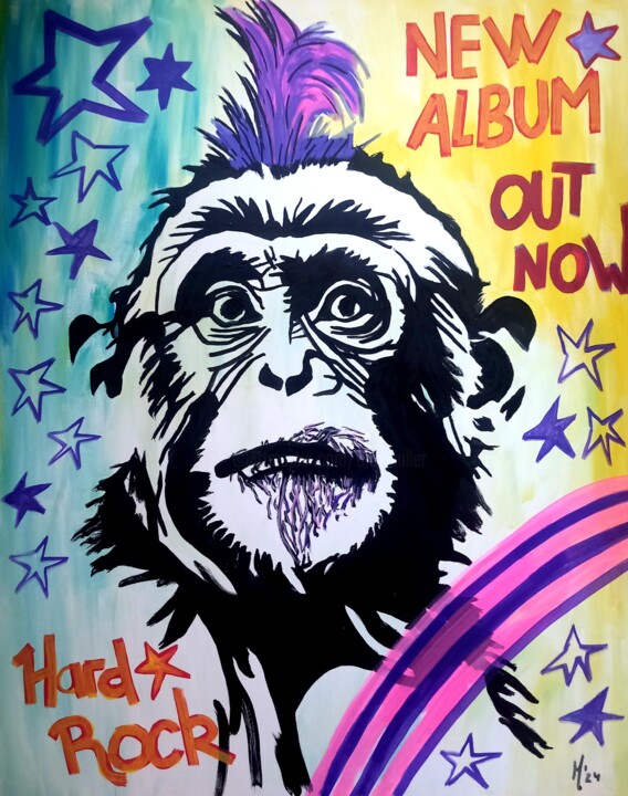 Painting titled "The New Album now" by Ole Müller, Original Artwork, Acrylic Mounted on Wood Stretcher frame
