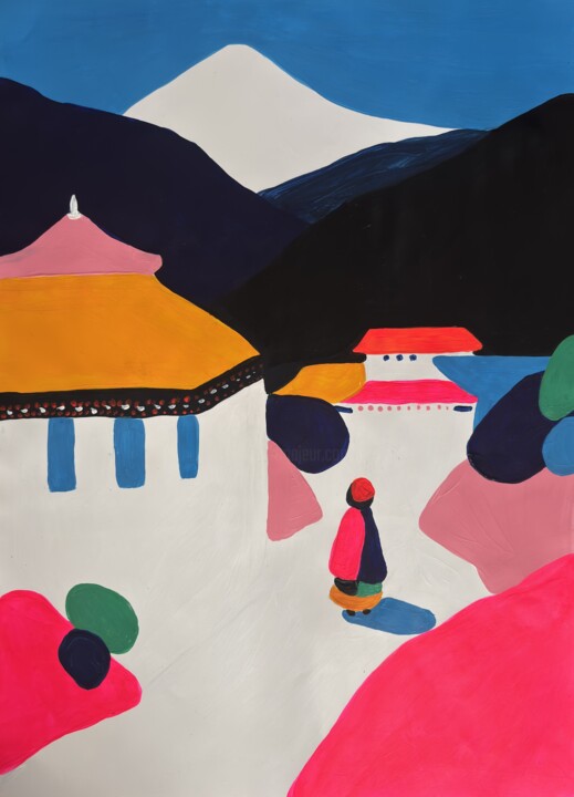 Bright Passage — Colorful Abstract Painting on Paper 图画, 16.5x11.8 in