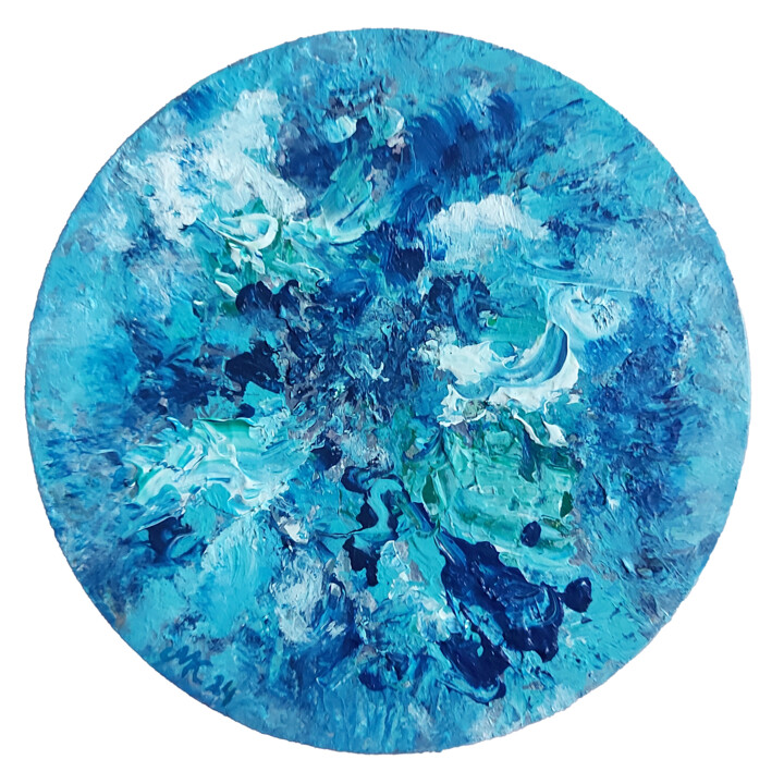 Painting titled "Blue abstract 201124" by Mervi Korhonen, Original Artwork, Acrylic