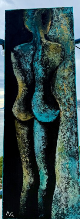 Marine 31 Nu féminin acrylique au couteau 绘画, 47.2x22.8 in