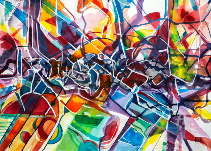 Painting titled "Composición 203" by Julian Garcia-Viso, Original Artwork, Watercolor