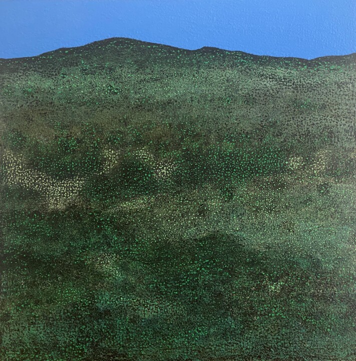 Painting titled "Montagne13" by Clara Ramirez Katz, Original Artwork, Oil Mounted on Wood Stretcher frame